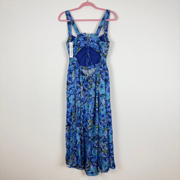 NWT For Love & Lemons Astor Midi Dress in Blue Size XL - Picture 3 of 7